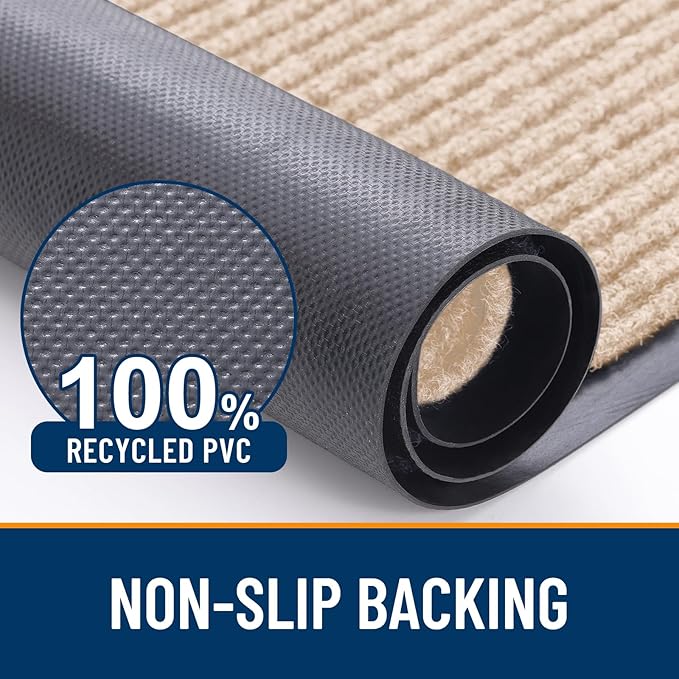 OLANLY Front Door Mat Indoor Outdoor Entrance, Waterproof Heavy Duty Doormat, Fade Resistant, Low Profile, Easy Clean Patio Porch Welcome Floor Mats for Entry, 35x23, Beige