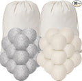 Roowest 32 Pieces Wool Dryer Balls Set 30 Reusable Wool Balls with 2 Muslin Bags Wool Laundry Balls Fabric Softener Ball Anti Wrinkle Anti Static Saving Energy and Time