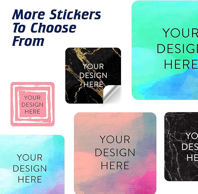 100 Custom Vinyl Stickers - Upload Your own Image, Text, Design, Logo - Personalized Logo Labels for Handmade, Packaging, Bottle, Jars, Candle, Brand Stickers (Black Gold Marble, 6x6 Square)