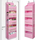 Over Door Organizer with 5 Large Pockets, Heavy Duty Hanging Organizer Storage, Closet Bathroom Nursery Bedroom Dorm, Toys Cosmetics Sundries and Baby Essentials, Pink