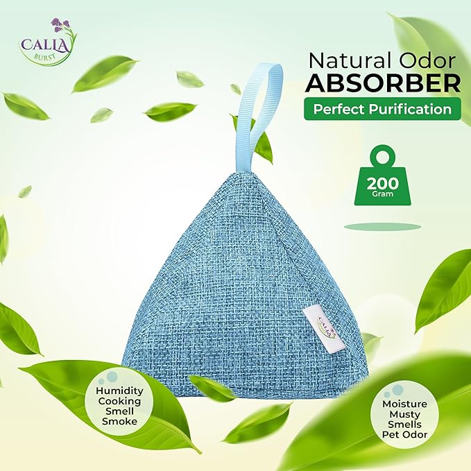 4 Pack Bamboo Charcoal Air Purifier Bags 200 Grams Each - Odor Absorber & Eliminator for Home, Car, Pets, Activated Charcoal Natural Freshener, Eco-Friendly & Reusable Designer Colors)