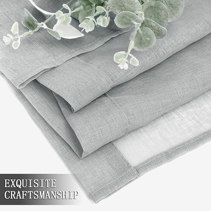 Tollpiz Sheer Curtain Linen Textured Living Room Curtains Sheer Light Filtering Rod Pocket Voile Curtain for Bedroom, 54 x 72 inches Long, Silver Grey, Set of 2 Panels