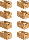 SpaceAid 8 Pack Wicker Basket, Storage Baskets for Organizing, Woven Rattan Basket with Handles for Shelves, Water Hyacinth Large Cube Organizer Storage Bin, 13x8.2x7 inch, Natural