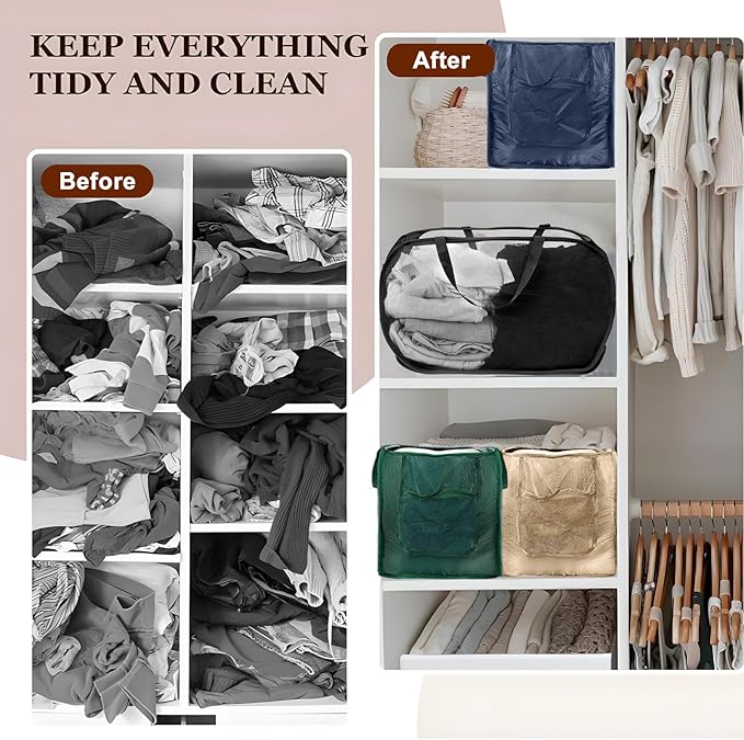 2 Pack Closet Storage Bins, Storage Containers for Closets, Fabric Closet Bins for StorageDecorative ,Collapsible Baskets for Organizing Clothes Toy Nursery (Beige/Gray)