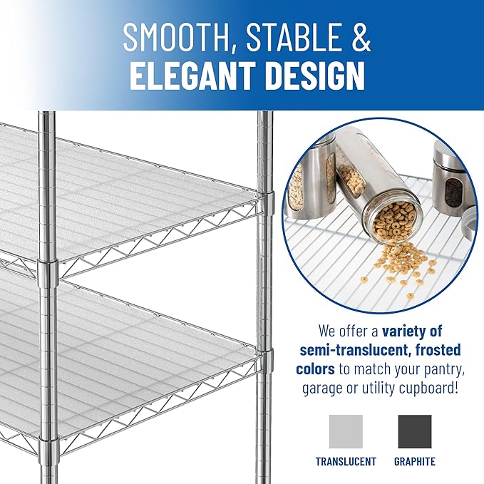 Sterling Shelf Liners for Wire Shelf System: Set of 3 in Graphite: 13.4 x 23.2 inch: Plastic Wire Shelving Mats