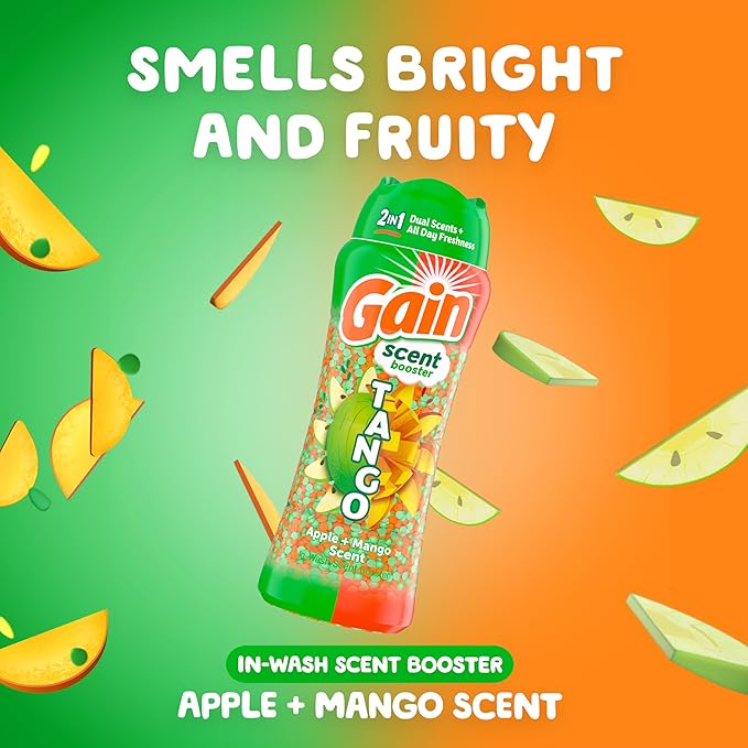 Gain Tango 2-in-1 Laundry Scent Booster Beads, Apple and Mango Scent, 10.7 OZ, Laundry Beads with Dual Scents Plus All Day Freshness