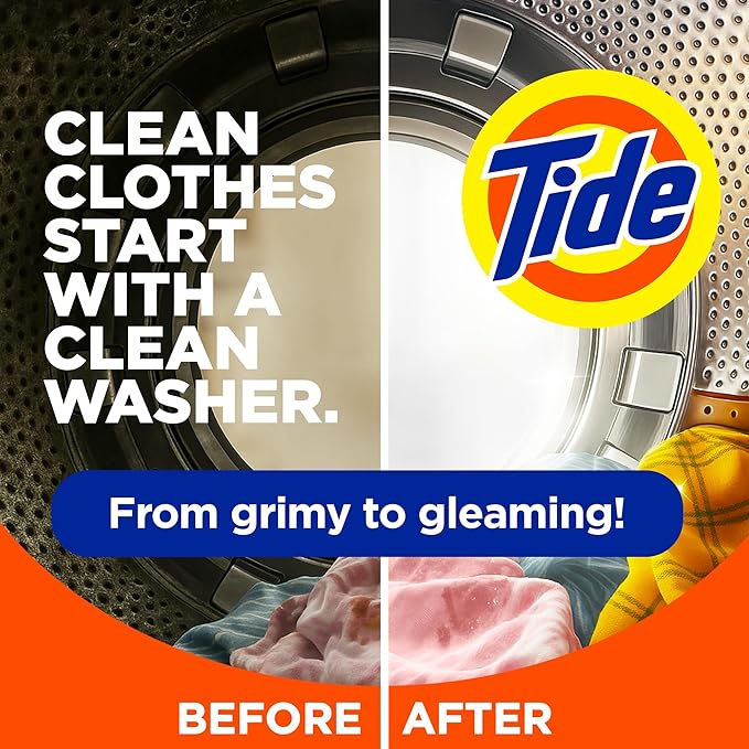 Tide Washing Machine Cleaner, Washer Machine Cleaner with Oxi for Front and Top Loader Washer Machines, Deep Cleaning Residue & Odor Eliminator, 7 Month Supply