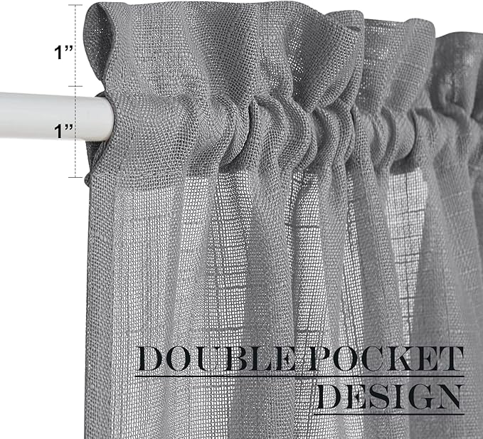 NICETOWN Sheer Door Curtains for Front Back Patio Glass Door, Farmhouse Light Filtering Window Treatment Window Covering with Asjustable Tiebacks, 26" Wide x 72" Length, Dark Grey, 1 Panel