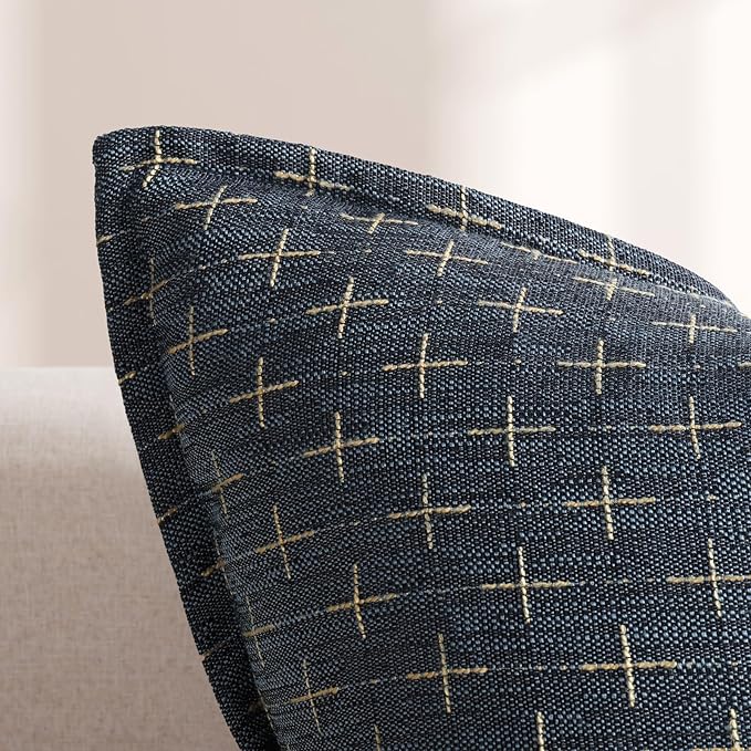 ZWJD Pillow Covers 24x24 Set of 2 Soft Polyester Textured Pillow Covers with Stylish Flange Edge Cozy Farmhouse Throw Pillows for Couch Bed Sofa Living Room
