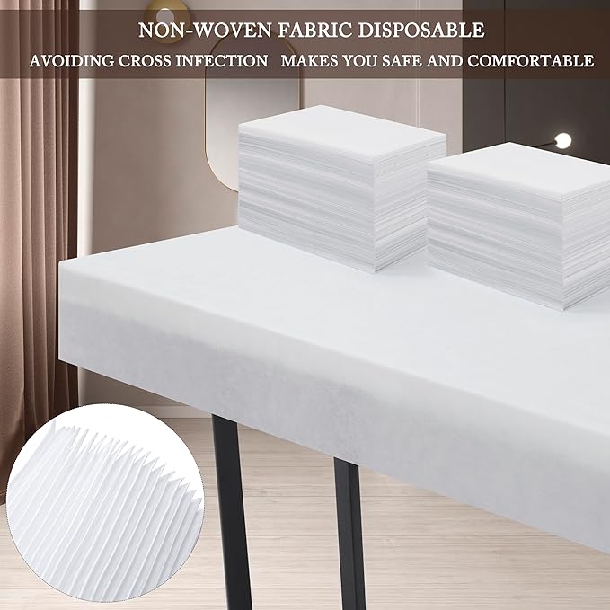 Disposable Bed Sheets 200 Pcs 31" x 71" Massage Table Sheets Non Woven Fabric SPA Bed Cover Breathable for Massage Beauty Tattoos(White)