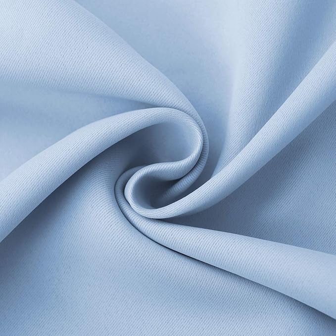BGment Baby Blue Room Darkening Curtains for Short Window - Rod Pocket Thermal Insulated Blackout Curtain Drapes for Nursery Kids Bedroom, 42 x 45 Inch, 2 Panels