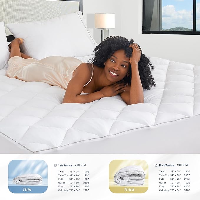 Sunflower Full Mattress Pad Cover, Cotton Mattress Cover Hypoallergenic, Extra Deep Pocket 18"-22" Quilted Mattress Protector Full Size Thin Version, Soft Breathable and Noiseless