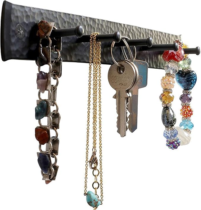 Rustic Wall Hooks for Hanging Accessories, Towel, Leash, Jewelry Hanger - Farmhouse-Style Homes - Vintage Iron Keys and Towels Rack - 10 x 1.2 x 1.2 Inch
