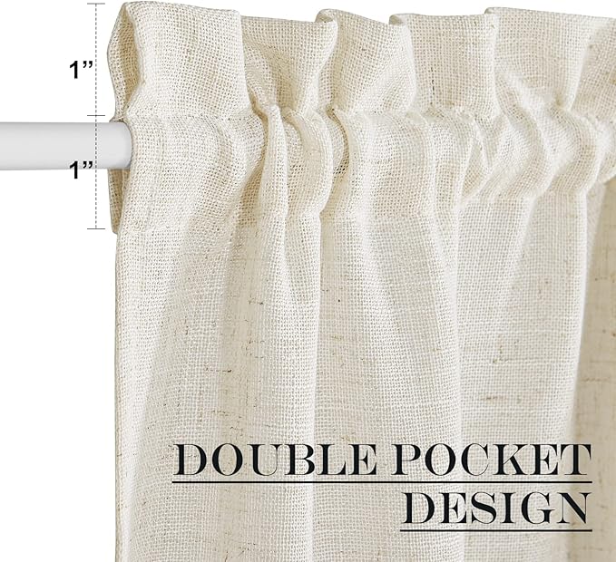 NICETOWN Linen Sheer Door Curtain Panel for French Doors, Privacy Kitchen Window Coverings Shades for Front Back, Light Filtering Rod Pocket Shades, W52 x L72 Inches, 1 PC