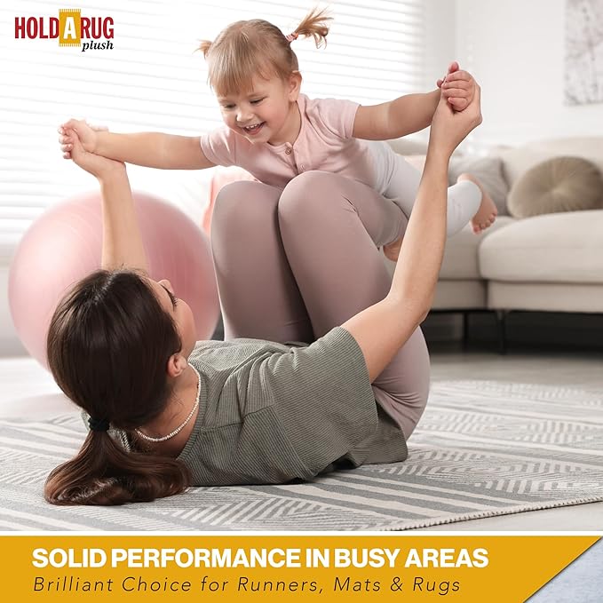 Hold-a-Rug Plush 3' x 5' Nonskid, Nonslip Rug Pad, Reversible Gripper, ¼ Thick, Safe for All Floors and Carpet, Keep Area Rugs Secure