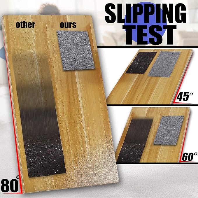 Non Slip Rug Pad Grippers - 2.5x9, 1/4" Thick, Felt + Rubber Double Layers Area Carpet Mat Tap, Provides Protection and Cushioning for Hardwood or Tile Floors