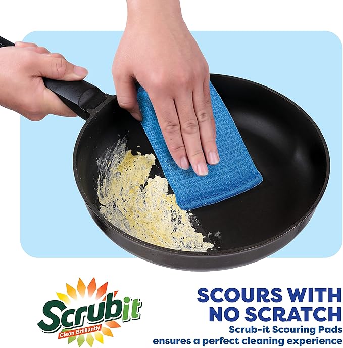 SCRUBIT Multi-Purpose Dish Scrub Sponge, Non Scratch Scouring Pads, Cleaning Sponges for pots & Dishes - Pot Scrubber Sponges for Kitchen & Bathroom - 12 Pack Dish Sponge (Blue,Red,Green)