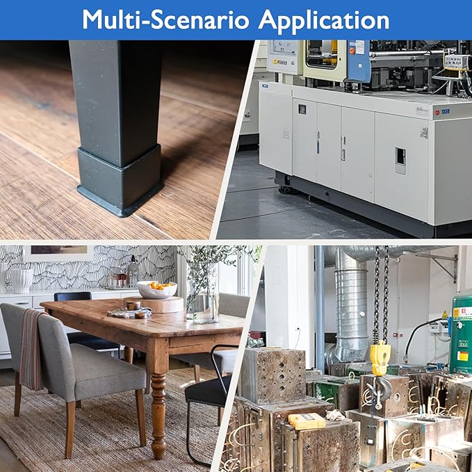16 Pcs 1-1/2" x 1-1/2" Square Rubber Chair Leg Caps, PVC Table Leg Covers, Flexible & Anti-Slip Furniture Leg End Caps, Chair Leg Floor Protectors for Bar Stool Leg Patio Indoor, Black