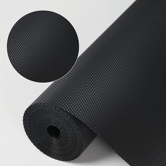 HooTown Shelf Liner Kitchen Cabinet Drawer Mats 23.6 Inch Wide x 78.7 inches Long, Non Slip EVA Plastic Water Resistant Pad for Bathroom Drawers,Shoe Shelves, Under Sink, Black