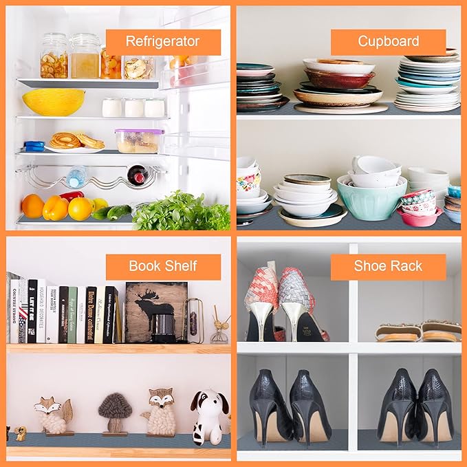 Shelf Liners for Kitchen Cabinets Non Adhesive Drawer Liner EVA Material Cupboard Mat Waterproof Refrigerator Mats Washable Fridge Liner for Cupboard and Desks Shelf Liner 23.6 x 393.7 Inches