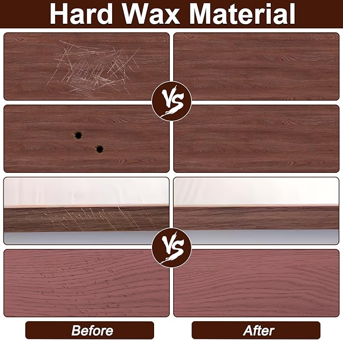 16+4P Wood Filler Sticks with 1P Box, 1P Knife, 1P Scraper and 1P Rag, Pletpet 16 Color Furniture Crayon Touch Up Wood Filler Nail Hole Wax Sticks for Repairing Scratches and Nail Holes (16p)