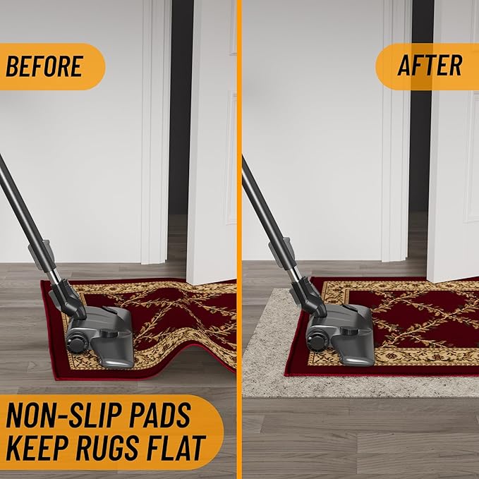 Ottomanson 2'7" x 6' Non-Slip Rug Pad Gripper 1/12 Inch Ultra Thin Dual Surface Felt + Rubber Gripper - Safe for All Floors, Cream