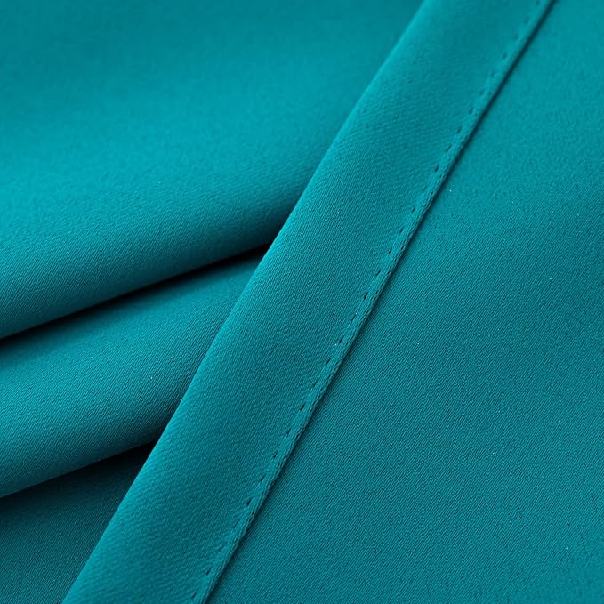 Pickluc Teal Cafe Curtain - Half Window, 24x30 Inches, 2 Panels, Rod Pocket, Blackout