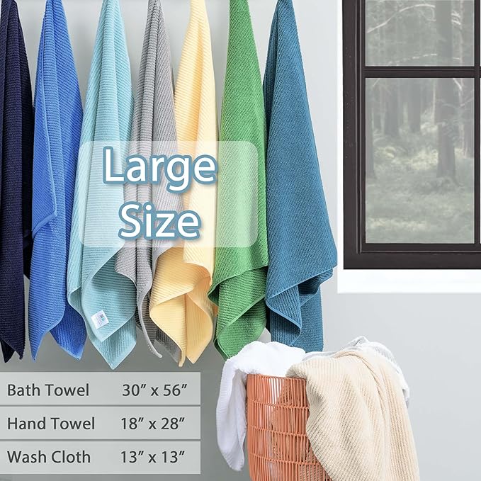 VOOVA & MOVAS White Towels Bathroom Sets - 100% Cotton | Quick Dry | Lightweight | Thick, 6PCS Bath Towels Set, 2 Large Bath 30"x56", 2 Hand 18"x28", 2 Wash Cloths 13"x13", Hotel Shower Towel Luxury