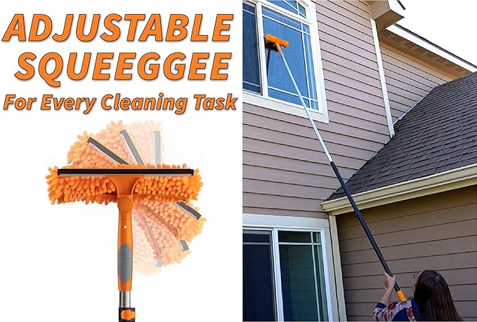 36 Foot High Reach Telescoping Duster Kit and Vinyl Siding Brushes with 5-30 ft Extension Pole // High Ceiling Cleaning and Window Washing kit // Exterior & Interior House and Gutter Cleaning Brush