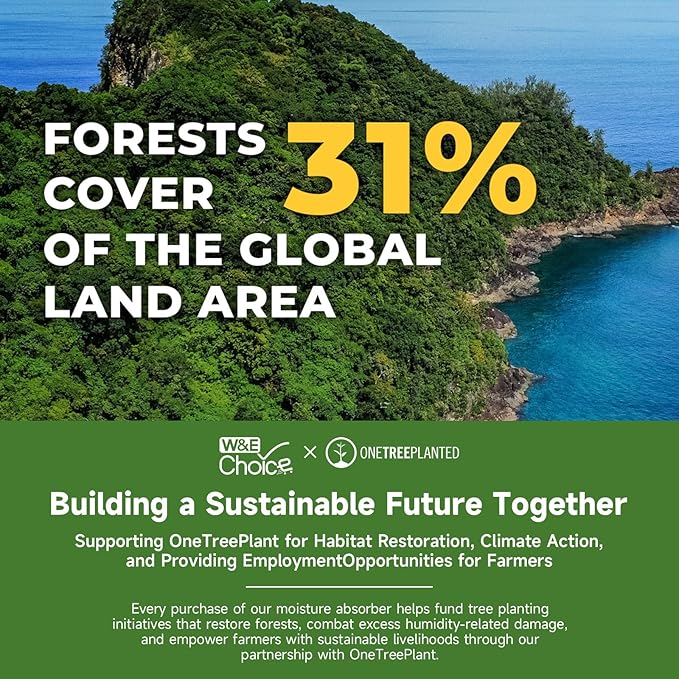 W&E Choice Moisture Absorbers, Portable Humidity Absorber Boxes for Your Bathroom, Closet & Car, Dehumidifier with Fragrance Free, 12 Pack