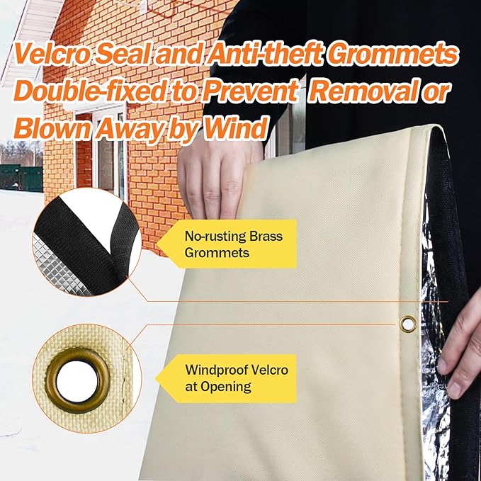 Backflow Preventer Pipe Insulation Cover (5°F) - Irrigation Sprinkler Valve Insulated Pouch - Water Well Pump Cover - Sturdy 5 Layers for Winter Freeze Protection, 16" W x 26" H, Beige
