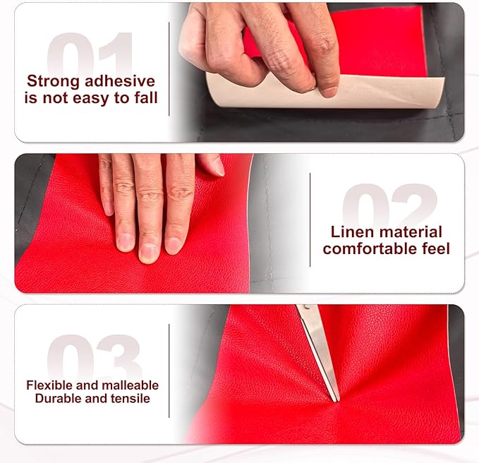 PATIKIL Leather Patches Tape for Furniture, 3.2 x 61 Inch Self Adhesive Vinyl Leather Repair Kit Cover Sheet for Couch, Sofa, Car Seats, Office Chair, Deep Coffee