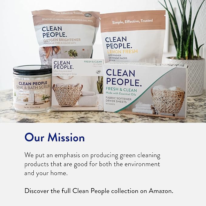 The Clean People Fabric Softener Sheets - Dryer Sheets - Softens & Removes Static Cling - Vegan Laundry Softener, Fragrance Free - Unscented, 120 Pack