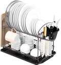 SIMPLE HOUSEWARE 2-Tier Dish Rack with Drainboard, Bronze