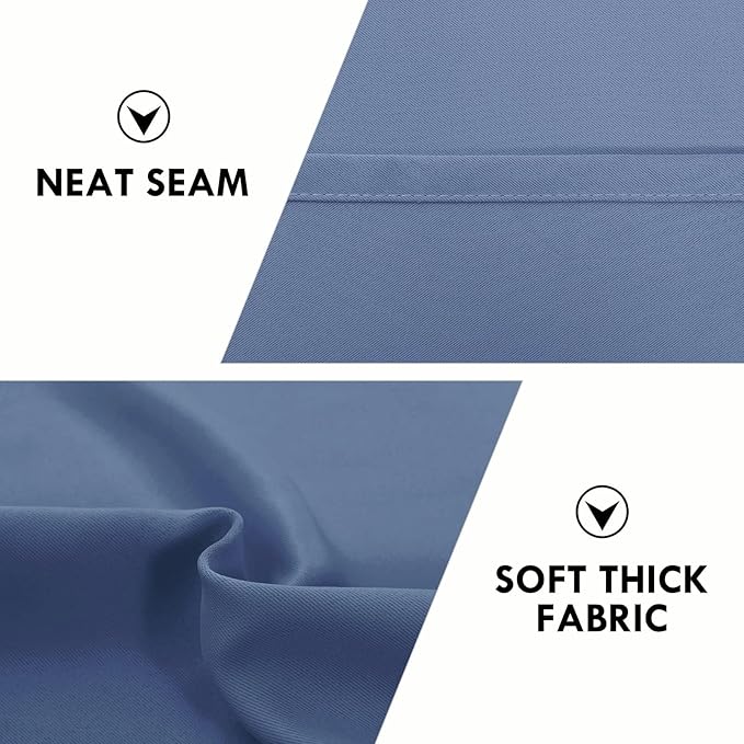DWCN Blackout Curtains for Living Room Thermal Insulated, Energy Saving & Noise Reducing Bedroom Curtains, Dusty Blue, W 70x L 63 Inch, Set of 2 Rod Pocket Curtain Panels