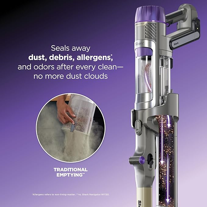 Shark Cordless Vacuum Cleaner with HEPA Filter, PowerDetect Clean & Empty, Powerful Suction, Auto-Empty System, Pet Hair Pickup, Carpets & Hardfloor, Dark Gray, IP3251