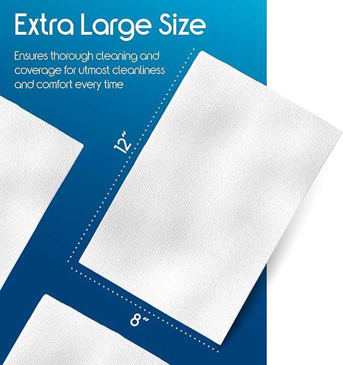 Inspire Adult Wet Wipes, Wash Cloths | Adult Wipes for Incontinence & Cleansing for Elderly, 8"x12" Count 12 packs of 50