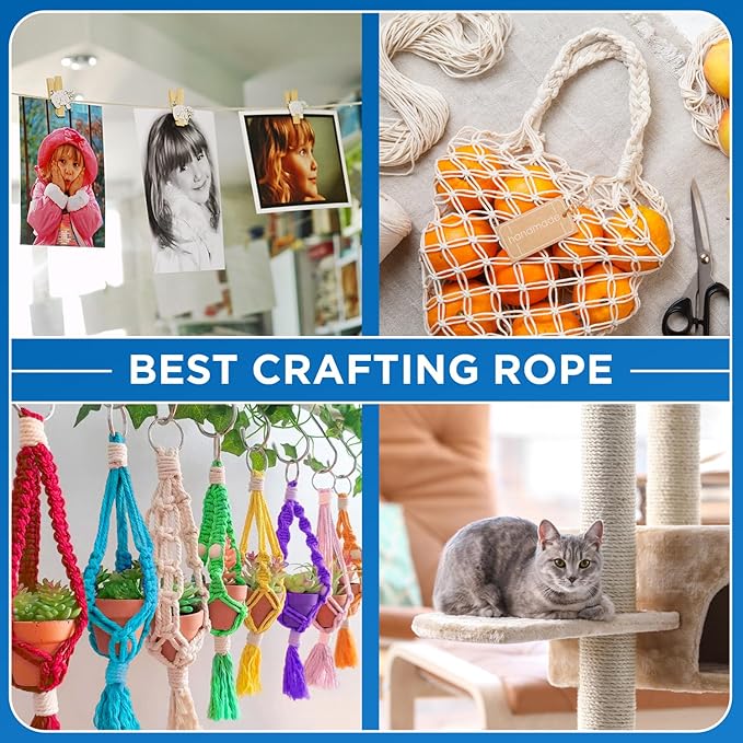 TECEUM Cotton Rope 3/16” (5 mm) – 100 FT – Strong All-Purpose Braided Rope – Natural Cotton – for Crafting, Сamping, Clothes Line, DIY, Indoor & Outdoor Use – Ochre