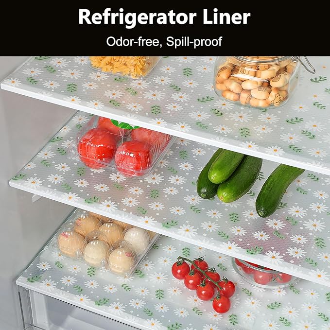 INNOLITES Shelf Liner – Cabinet & Drawer Liner Non-Adhesive – Waterproof Oil-Proof – Durable EVA with Floral for Kitchen Cabinets Refrigerator – BPA-Free, Easy to Cut 17.7" x 78.7"