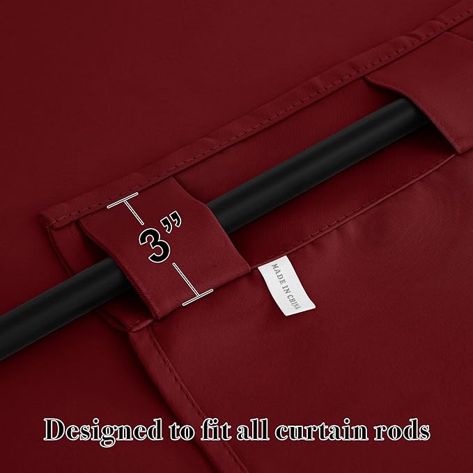 RYB HOME Small Window Curtains Blackout, Privacy Thermal Insulating Drapes for Bedroom Bathroom Basement Cafe Classroom Window Decor, W 34 x L 45 inches, Burgundy Red, 2 Panels