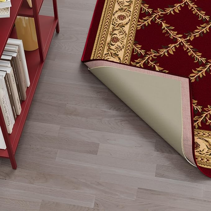 Ottomanson 7' x 7'8" Non-Slip Rug Pad Gripper 1/12 Inch Ultra Thin Dual Surface Felt + Rubber Gripper - Safe for All Floors, Cream