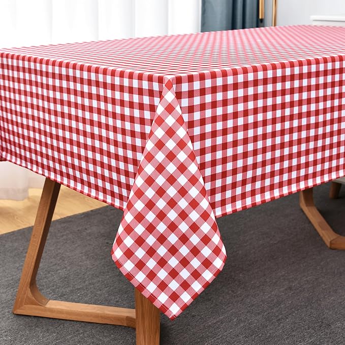 Waterproof Plaid Tablecloth Fabric - Oblong 52x70 Inch Classic Buffalo Tartan Table Cloth for Indoor/Outdoor Use - Washable Tabletop Cover for Dinner, BBQs, and Parties