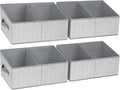DIMJ Trapezoid Storage Bins for clothes - 4 Packs Closet Organizers and Storage Baskets, Foldable Closet Baskets with Handles and Divider, Closet Storage Bin Toybox for Shelves Living Room Bedroom