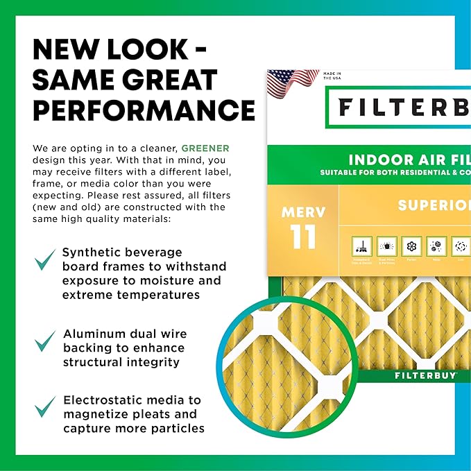 Filterbuy 17x25x1 Air Filter MERV 11 (MPR 1200) Allergen Defense Replacement (4-Pack), Electrostatic Pleated HVAC AC Furnace Filters, Made in USA (Actual Size: 16.50 x 24.50 x 0.75)