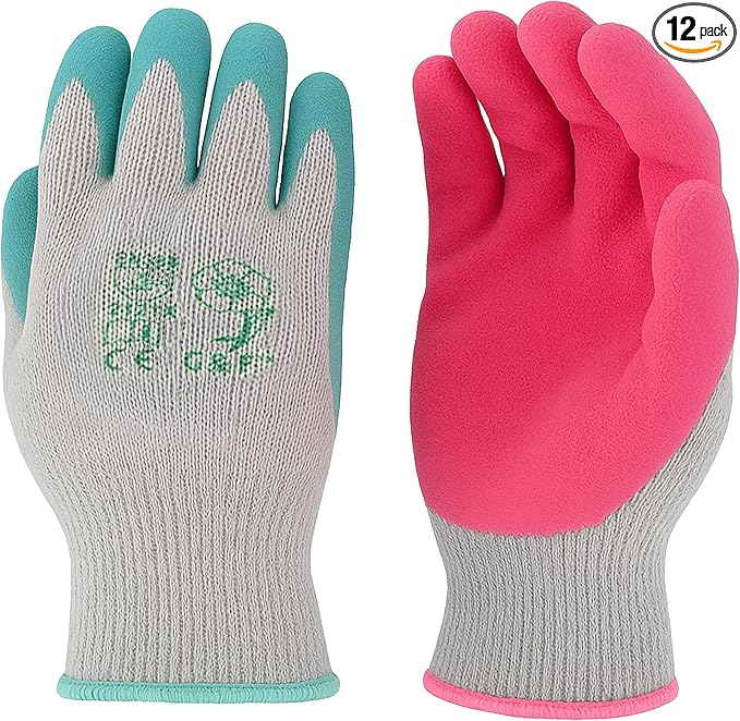 G & F Products G & F Rubber Latex Double Coated Work Gloves for Construction, gardening gloves, heavy duty Cotton Blend