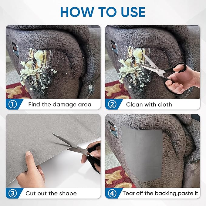Oversized Canvas Patch 16 "x31, Self-Adhesive Waterproof Canvas Patch Set for Repairing Tents, Couch, Boat Covers, Camping Chairs, Awnings, Car Seats.（Gray）