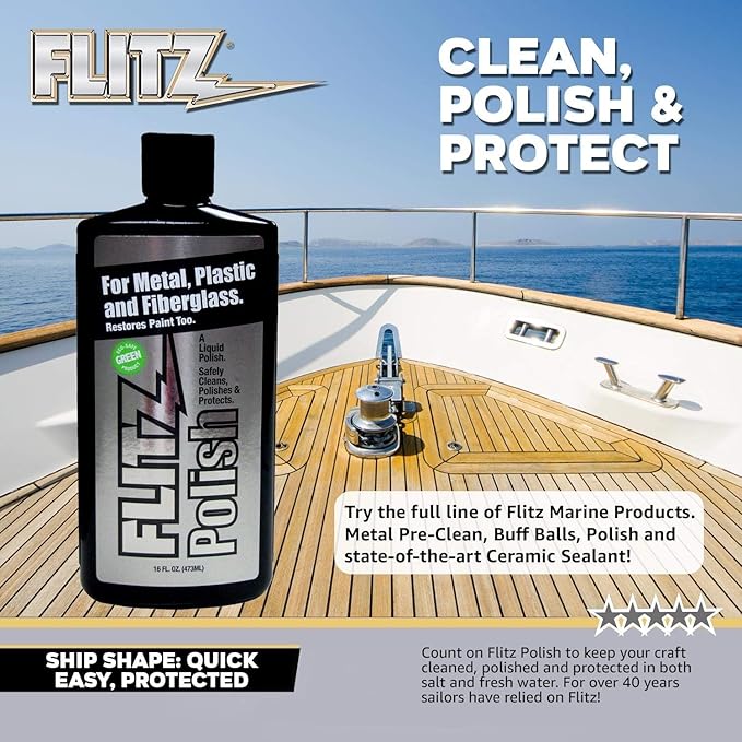 Flitz Multi Purpose Metal Polish Liquid - 16oz Bottle of USA-Made Tarnish Remover - For Aluminum, Chrome, Brass, Nickel, Silver - Non-Abrasive Metal Cleaner and Polish, Restorer (6 Pack)
