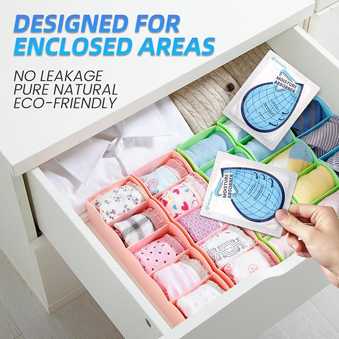 50 Gram 18 Packs Moisture Absorbers for Closet, Dehumidifier for Bedroom Dehumidifier Bags for Bathrooms, Basements, Rvs, Humidity Bags Humidity Packets Moisture Bags for Cars