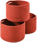 Small Storage Baskets for Organizing, Organizer Bins for Shelves, Small Woven Baskets for Storage, Red Baskets for Gifts, Organization Bins, Baskets for Decor, 9.7"×9.7"×7" (3 Packs) Brick Red