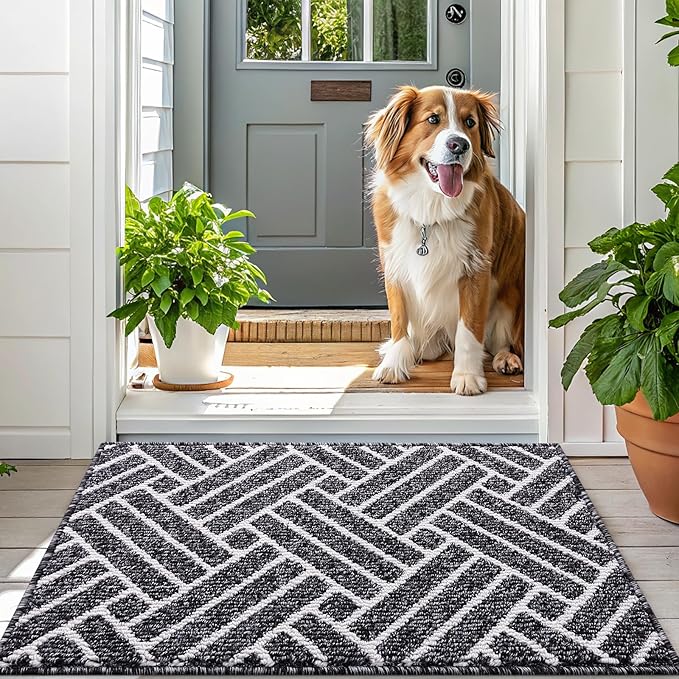 OLANLY Large Indoor Door Mat, 71x47 Inch, Dirt Resistant and Absorbent, Non-Slip Rubber Backing Floor Mats, Easy Clean Low-Profile Doormat for Entryway, Front Door, and Inside Entrance, Black